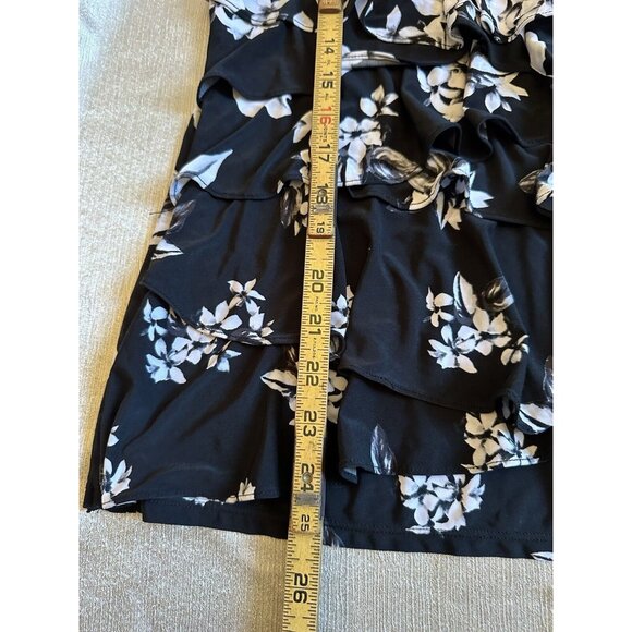 WHBM Women's Black & White Floral Print Ruffles Sleeveless Blouse Top Sz‎ Medium - Picture 6 of 8
